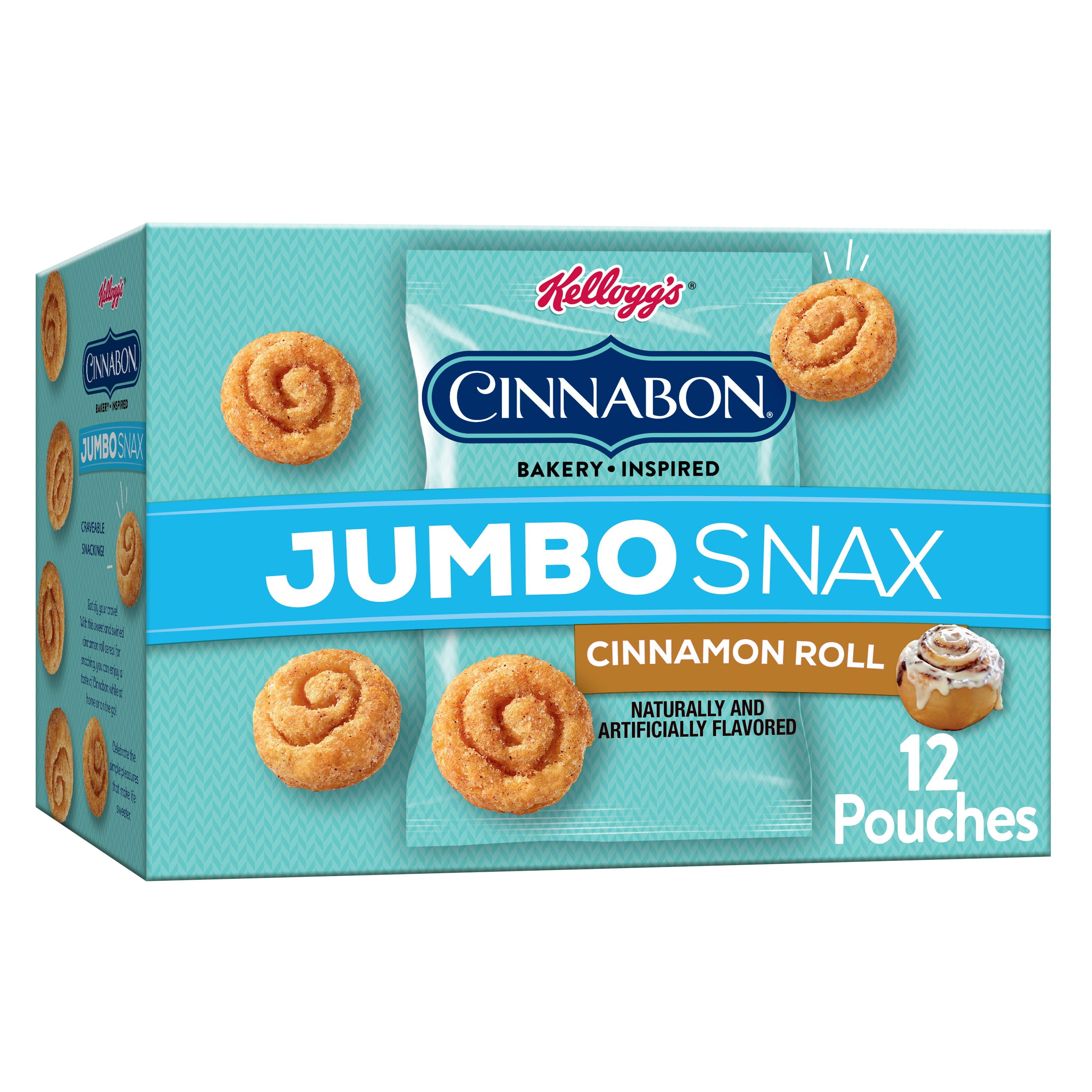 Kellogg's Cinnabon Jumbo Snax Cereal Snacks, Cinnamon Roll, 12 Ct, 5.04
