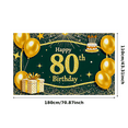thumbnail image 2 of Green Glittery 80th Birthday Banner with Gold Balloons Cake and Gift Background Decoration for Birthday Party Photography Props Celebrations, 2 of 7