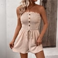 thumbnail image 5 of Womens Summer Romper Strapless Beach Vacation Jumpsuit Resort Wear Shorts, Stylish and Comfortable Romper for Daily Wear and Outings, Summer Trendy Beach Vacation Outfits 2026 Beige L, 5 of 7