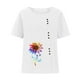 thumbnail image 4 of Mujeres Casual Algodón y Lino Top Impreso Manga Corta Botón Túnica Camiseta Blusa Tops Fridja  nalpqowj29331, 4 of 5