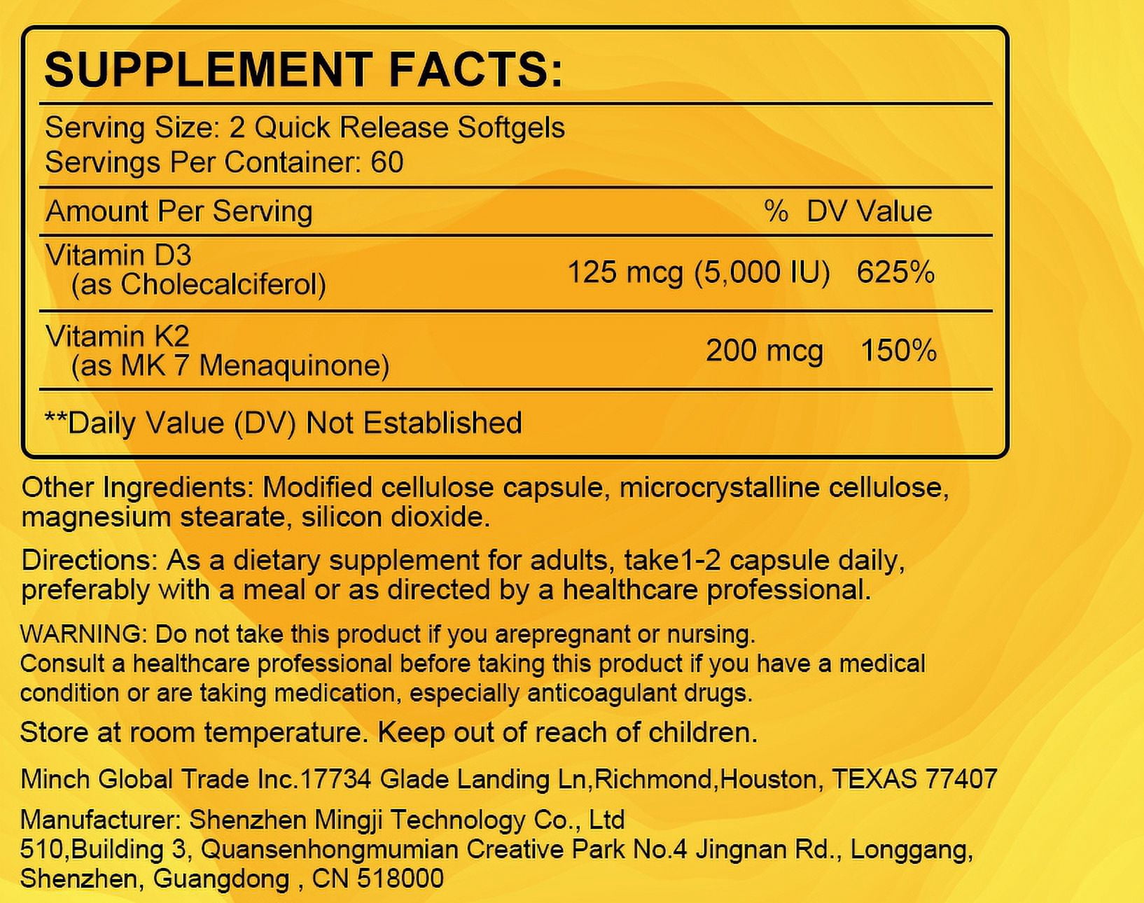 (2 PACK) Vitamin D3+K2 Capsules, Vitamin D3 5000 IU and Vitamin K MK7 200mcg | 240 Capsules