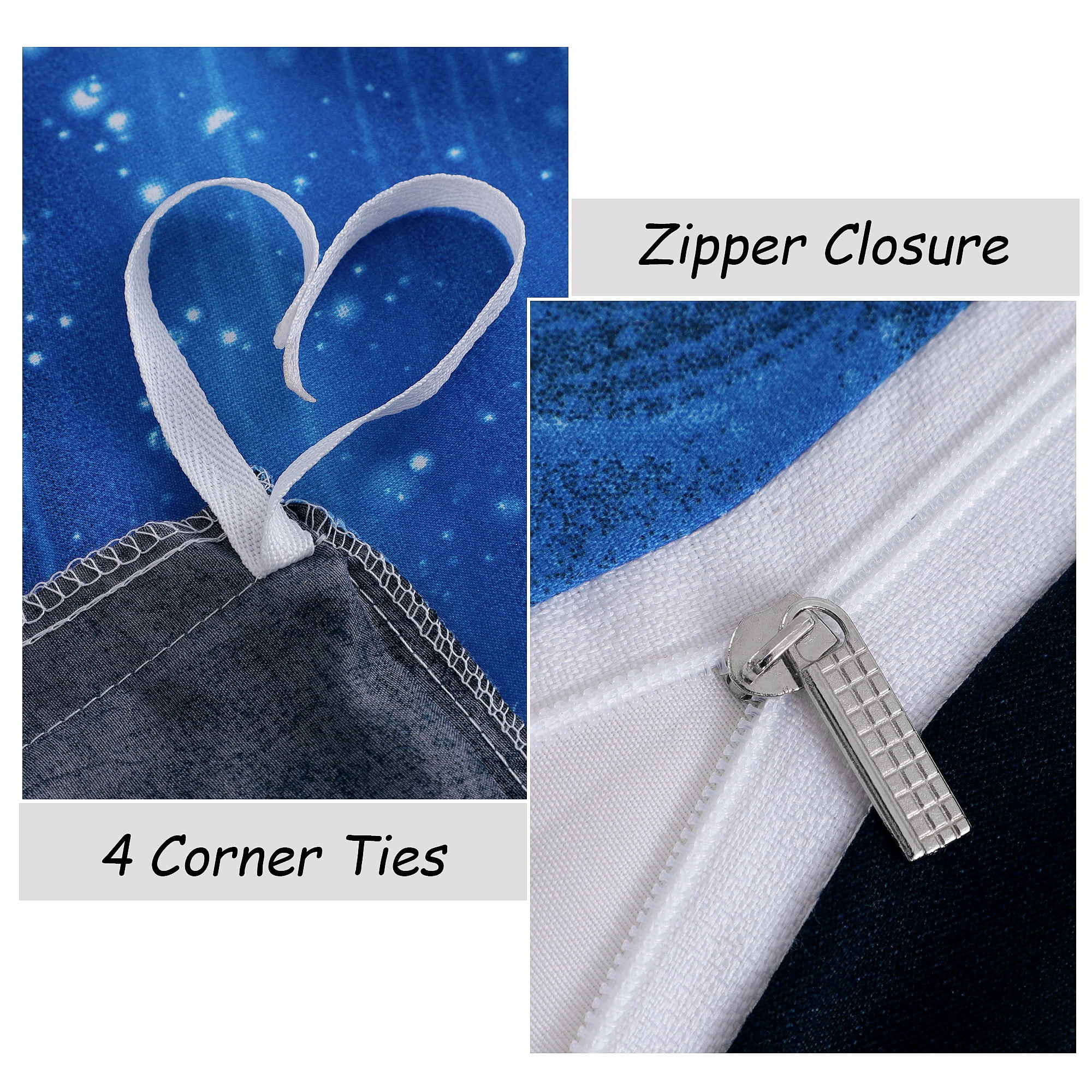 3 Pieces Galaxy Duvet Cover Bedding Set 3D Printed Quilt Cover Navy Blue Twin