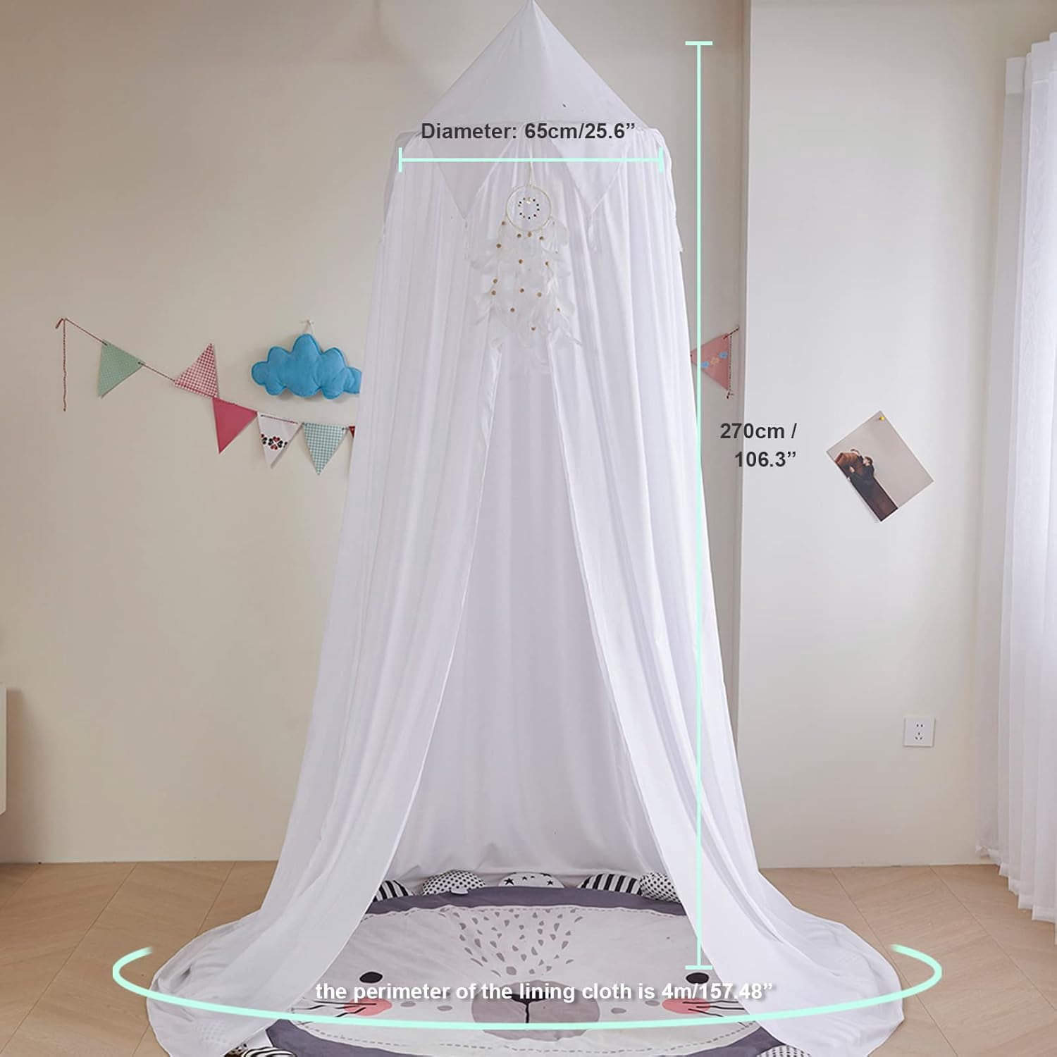 CAILDANL Bed Canopy for Kids, Girls Bed Curtain Bed Room Decor Hanging House Castle Reading Nook Dreamy Canopy(Brown Pink)