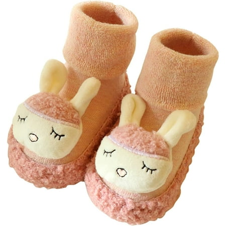 

QWZNDZGR Baby Grip Sock Shoe Soft Winter Warm Thick Non Slip Keep Warm Booties Toddler 6-9-12-18-24 Months Slip-On Shoes Socks