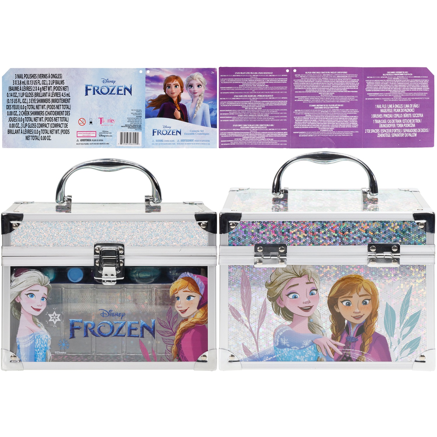 Disney Frozen Elsa and Anna Train Case Pretend Play Cosmetic Set- Kids Beauty, Toy, Gift for Girls, Ages 3+ by Townley Girl - image 3 of 13