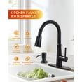 thumbnail image 2 of Wowow Pull Out Kitchen Faucet with Deck Plate & 5 Functions in Matte Black, 2 of 4