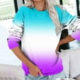 thumbnail image 3 of MSJUHEG Sweatshirt For Women Long Sleeve Workout Tops For Women Round Neck Sweatshirt Long Sleeve Top Gradient Color Matching Pullover Loose Version Pullover Sweater Womens Sweatshirt Light Blue M, 3 of 5