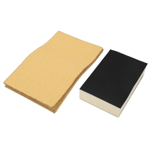 Bloque De Lijado Manual, Juego De 7 Piezas Bloque De Lijado Manual Papel De Lija Fuerza De Molienda Fuerte Esponja De Lijado Con Papel De Lija Amarillo Flocado