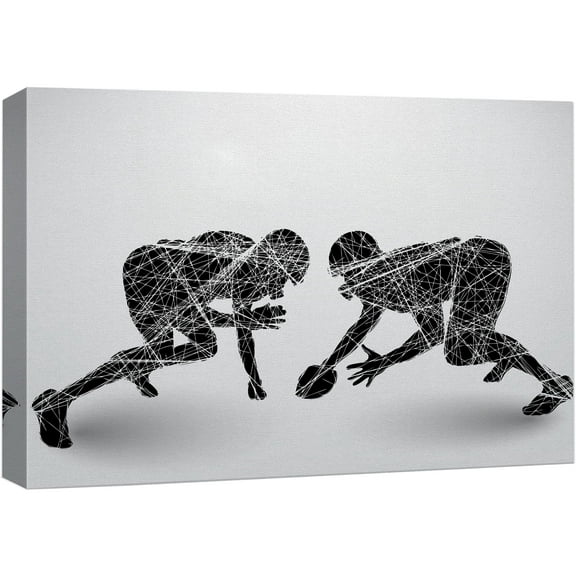 wall26 Canvas Print Wall Art Geometric Line Silhouette Football Players Sports Athletes Digital Art Modern Art Rustic Scenic Urban Exercise Colorful for Living Room, Bedroom, Office - 24"x36&quo