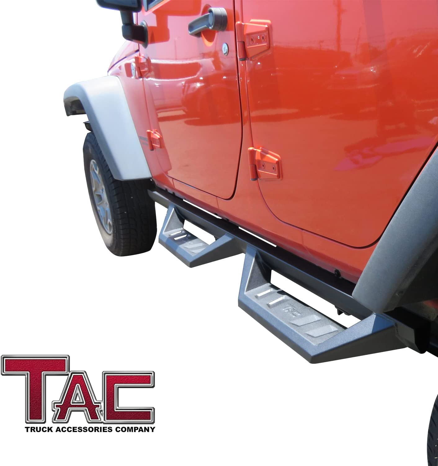 TAC Sidewinder Running Boards Fit 2007-2018 Jeep Wrangler JK 4 Door SUV 4” Drop Side Steps Nerf Bars Rock Slider Fine Texture Black Off-Road Accessories (2pcs)