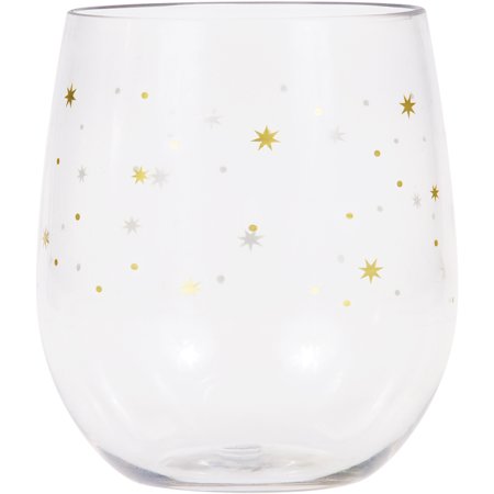 Stars Plastic Stemless Wine Glasses by Elise  6 Count