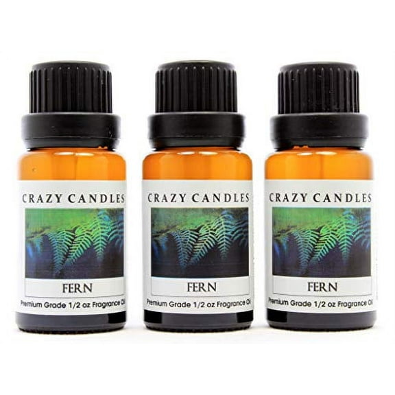 Crazy Candles Fern (Made in USA) 3 Bottles 1/2 Fl Oz Each (15ml) Premium Grade Scented Fragrance Oil