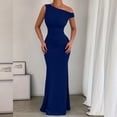 thumbnail image 5 of Nxznwn Women's One Shoulder Mermaid Maxi Dresses Ruched Bodycon Formal Evening Gown Elegant Wedding Guest Cocktail Party Long Dress, 5 of 8