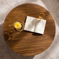 thumbnail image 3 of Hassch Vintage-Style Round Coffee Table in Walnut Finish, MDF Accent Table for Living Room or Office, Easy Assembly & Waterproof Surface, 30.51"Dia x 13.78"H, 3 of 6