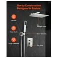 thumbnail image 6 of Rainfall Shower System, 12 Inch Square Shower Head with Handheld Spray, Brushed Nickel Bathroom Shower Fixtures, 6 of 9