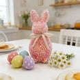 thumbnail image 6 of Bfogop 9.4 Inch Shiny Flocked Foam Bunny Figurines Easter Glitter Flocked Bunny Table Decor Spring Rabbit Figurines with Bow Tie for Home Office Indoor Party, 6 of 6