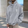 thumbnail image 2 of Christian Hoodies for Men Drawstring Faith Jesus Graphic Long Sleeve Pullover Tops Fall Winter Warm Sweatshirts with Pockets Light Gray S, 2 of 4