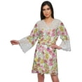 thumbnail image 1 of Moomaya Printed Cotton Venice Lace Bridesmaid Robe Short Robes For Women, 1 of 6