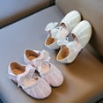 thumbnail image 4 of FLMEI Little Big Girls Dress Shoes Soft Bottom Rhinestone Princess Shoes Summer Student Flats Bowknot Sandals for Toddler Kids, 4 of 9