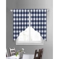 thumbnail image 3 of Navy Blue Check Swag Valances for Windows, Farmhouse Buffalo Plaid Blue Rod Pocket Sheer Valances for Small Windows, Swag Toppers Light Filtering for Kitchen Living Room 2 Panels 36''x36'', 3 of 6