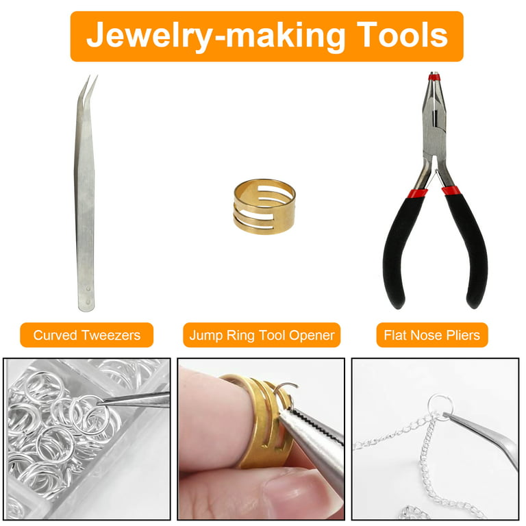Jump Rings for Jewelry Making Kit 1500pcs Jewelry Repair Kit for Necklace  Bracelet Lobster Clasps and Closures Repair Supplies Kit with Pliers  Tweezers-Silver