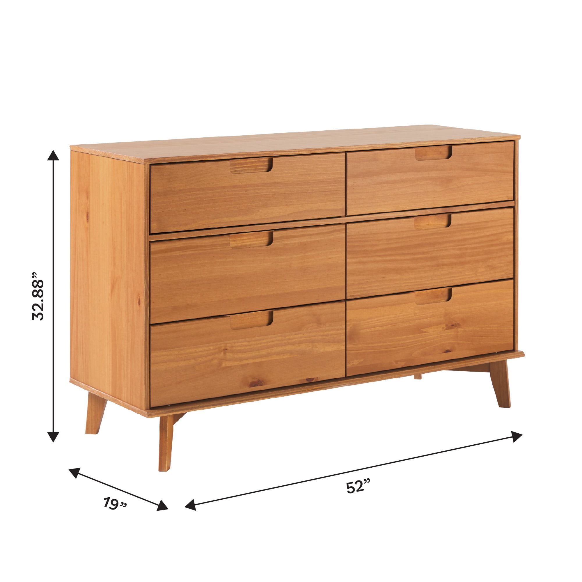Walker Edison Sonoma 6-Drawer Solid Wood Caramel Dresser