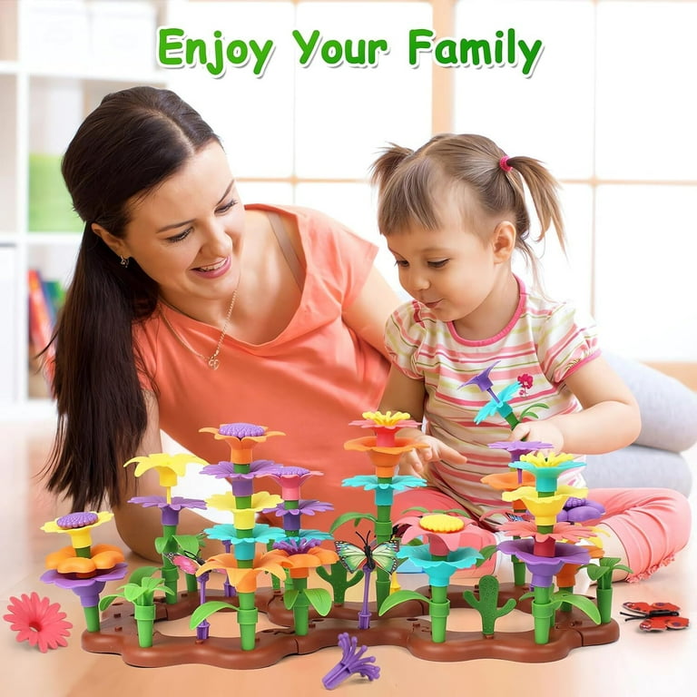 学校で作ったお花たて Flower Building Toy Set, 274 Pcs Flower Garden Building Toys for
