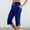 Blue#1, variant on Fesfesfes Women's Fashion Short Trousers Summer 3/4 Length with Side Slit Elastic Waist Shorts Casual Capris Pants with Side Pockets(Light Blue#1,M)