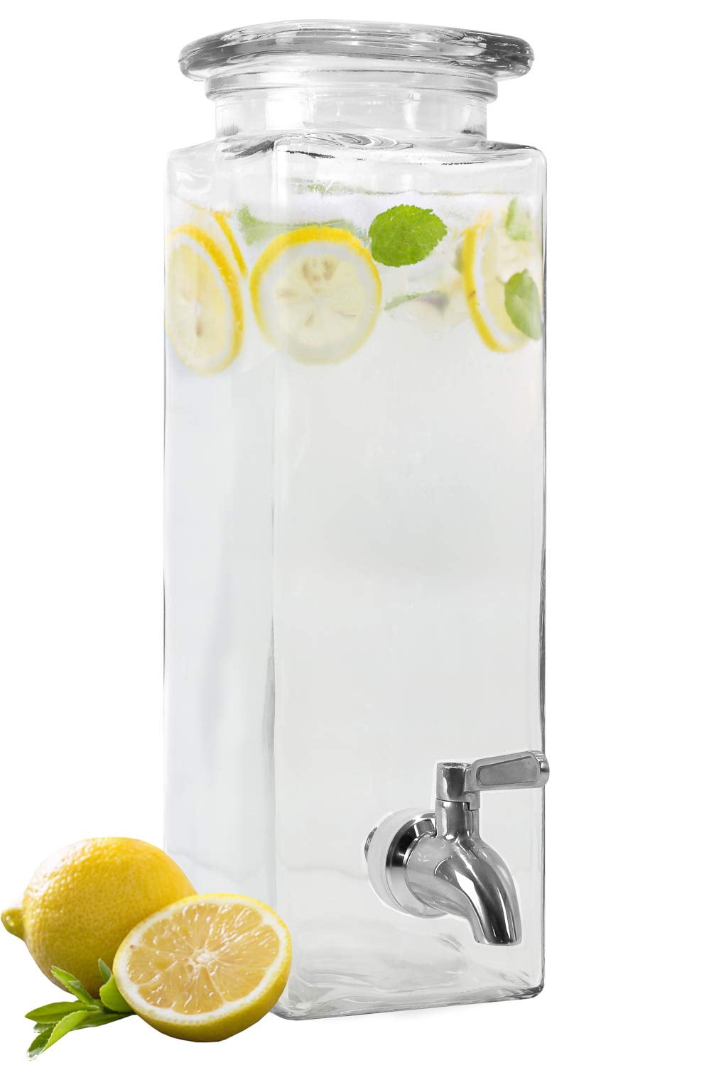 80 Oz Tall Square Glass Mason Jar Drink Dispenser with Spigot and Glass Lid  - China 80 Oz Square Drink Dispenser Cold Beverage and Pumpkin Clear Glass  Beverage Dispenser price