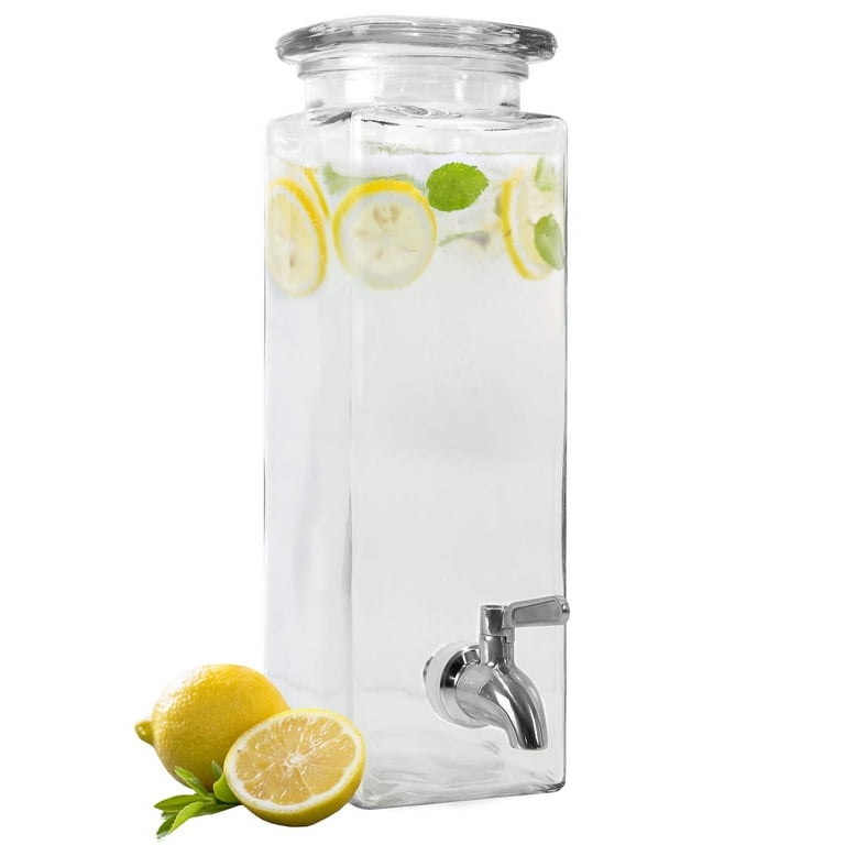 Estilo Tall Square Glass Mason Jar Drink Container Dispenser With Stainless  Steel Spigot, 80 oz (2.36 Liters)