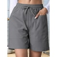 thumbnail image 6 of Omen Casual Shorts Drawstring Comfy Elastic Waist Shorts Summer Pull on Short with Pockets Grey M, 6 of 7