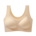thumbnail image 2 of Pullover Wireless Bras for Women, Full Coverage Scoop Neck Underwear, Wide Shoulder Straps Design, Breathable Comfort Bralette | VerBelle,Beige L, 2 of 6