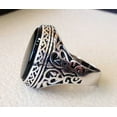 thumbnail image 3 of Black Onyx Mans Ring, Natural Flat Black Onyx Ring, Oxidized Silver Jewelry, 925 Silver Ring, Birthday Gift, Heavy Mens Ring, Arabic Design, Ottoman Style Ring, Christmas, Turkey Mens Signet Ring, 3 of 5