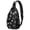 Dog Paw Print and Bone Black, variant on Dachshund and Bone Orange Pattern Sling Backpack, Unisex Cycling Crossbody Bag with Side Mesh Pockets, Earphone Hole Port Gift Ideas for Hiking Cycling Walking