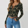 thumbnail image 3 of Long Sleeve Womens Knit Tops Fall Fashion 2026 Tops Camo Printed Henley Shirts Tunic Top Slim Fit, 3 of 7