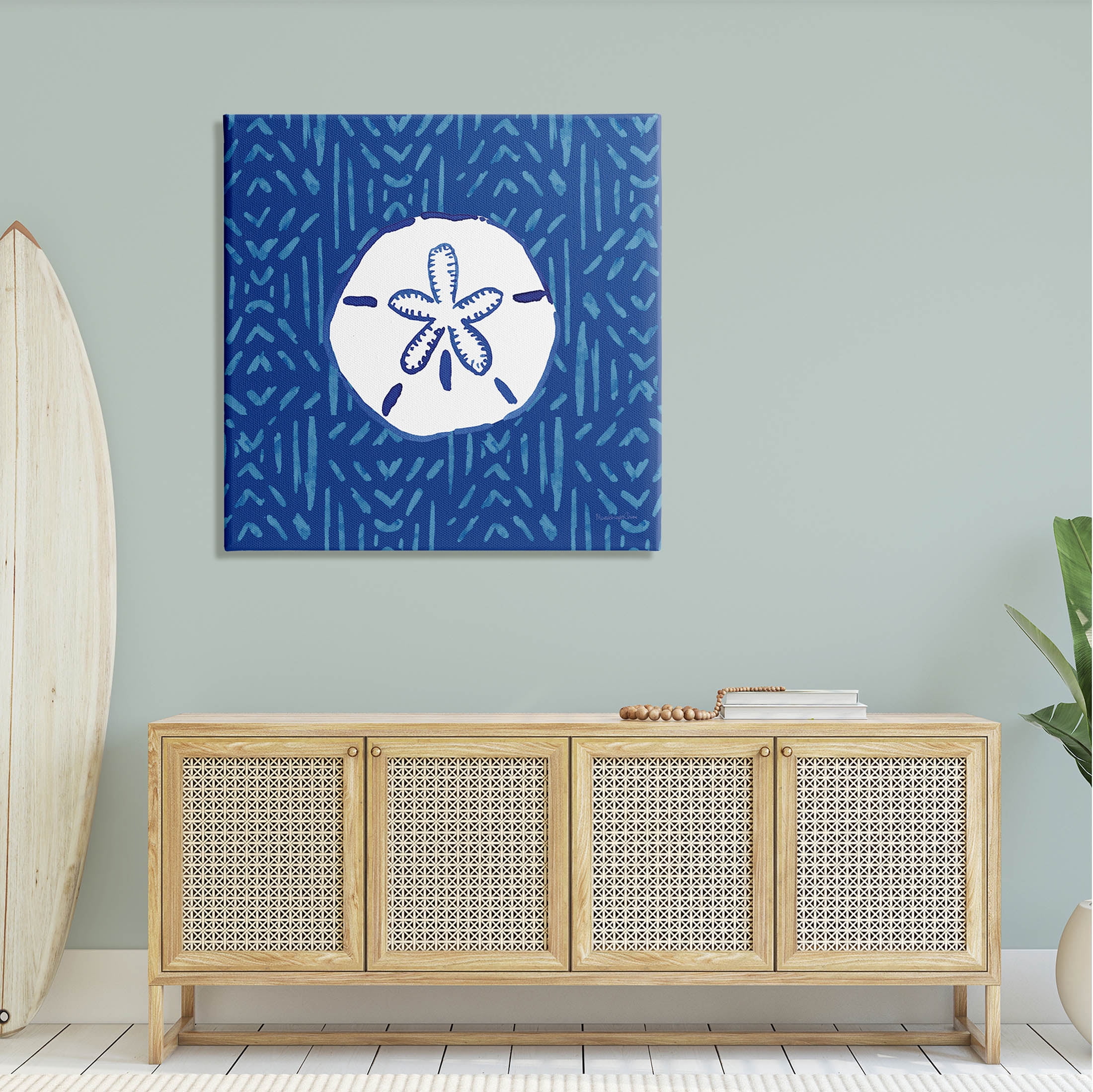 Stupell Industries Sand Dollar Seashell Stripe Pattern Graphic Art Gallery Wrapped Canvas Print Wall Art, Design by Mercedes Lopez Charro