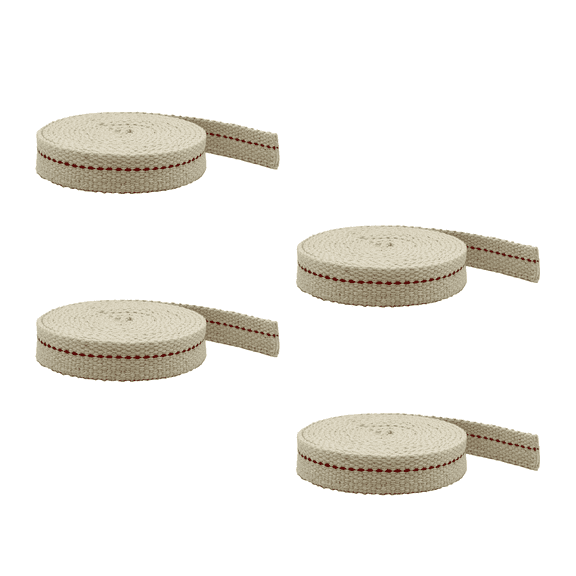 Light of Mine: 5/8" Inch 6' Foot, 100% Cotton Flat Wick - 4 Pack, for Paraffin Oil, Kerosene Based Lanterns, and Oil Lamps with Genuine Red Stitch