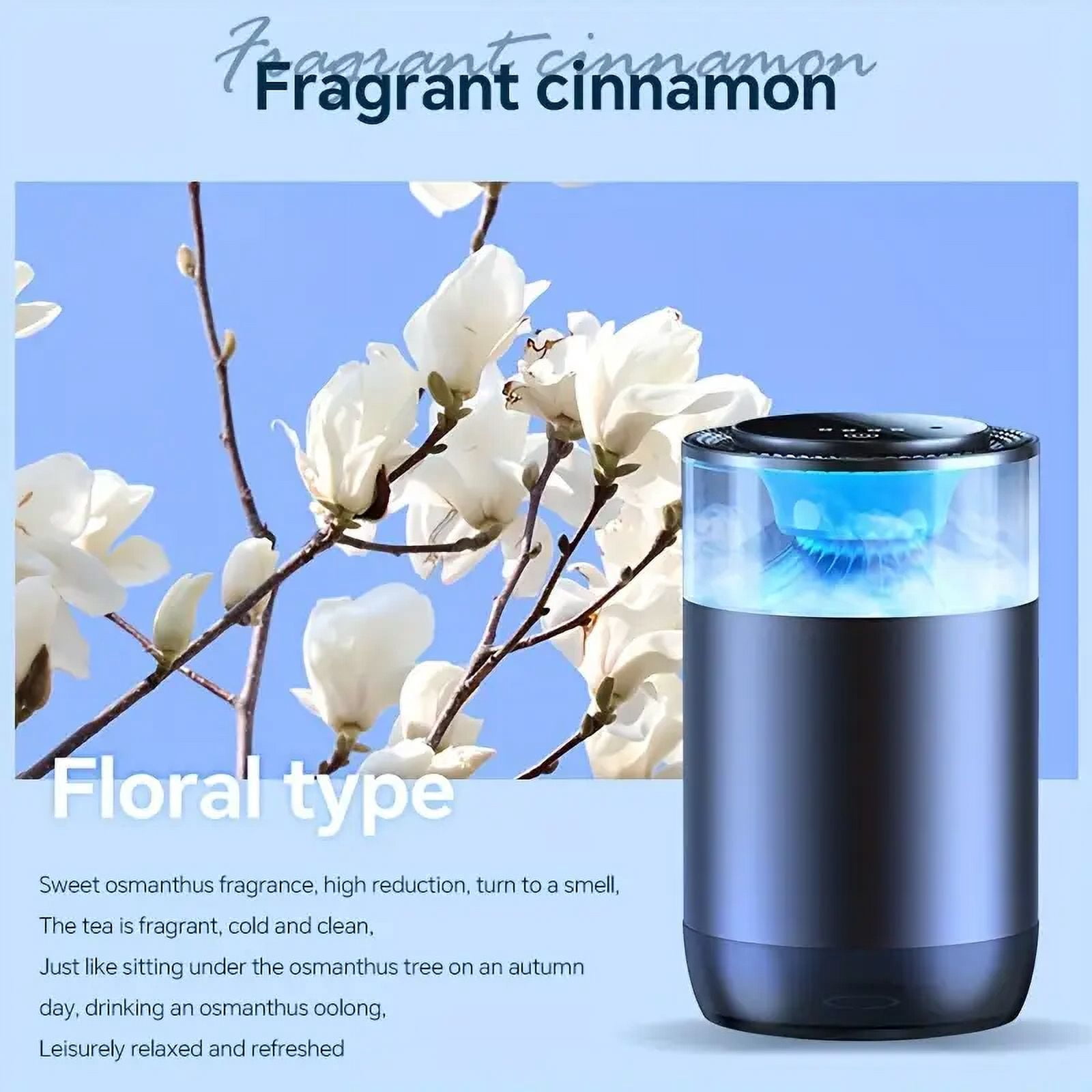 Smart Car Air Freshener, Mood Light and Misting Car Fragrance, Auto On/Off Air Freshener Diffuser, Adjustable Intensity, Premium Scent - Mystic Ice