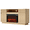 Natural Oak, variant on PAPROOS Fireplace TV Stand for 70 Inch TV, 64'' Wide Wood TV Cabinet with 30'' Electric Fireplace, Modern Fluted Entertainment Center TV Console Table for Living Room, Natural Oak