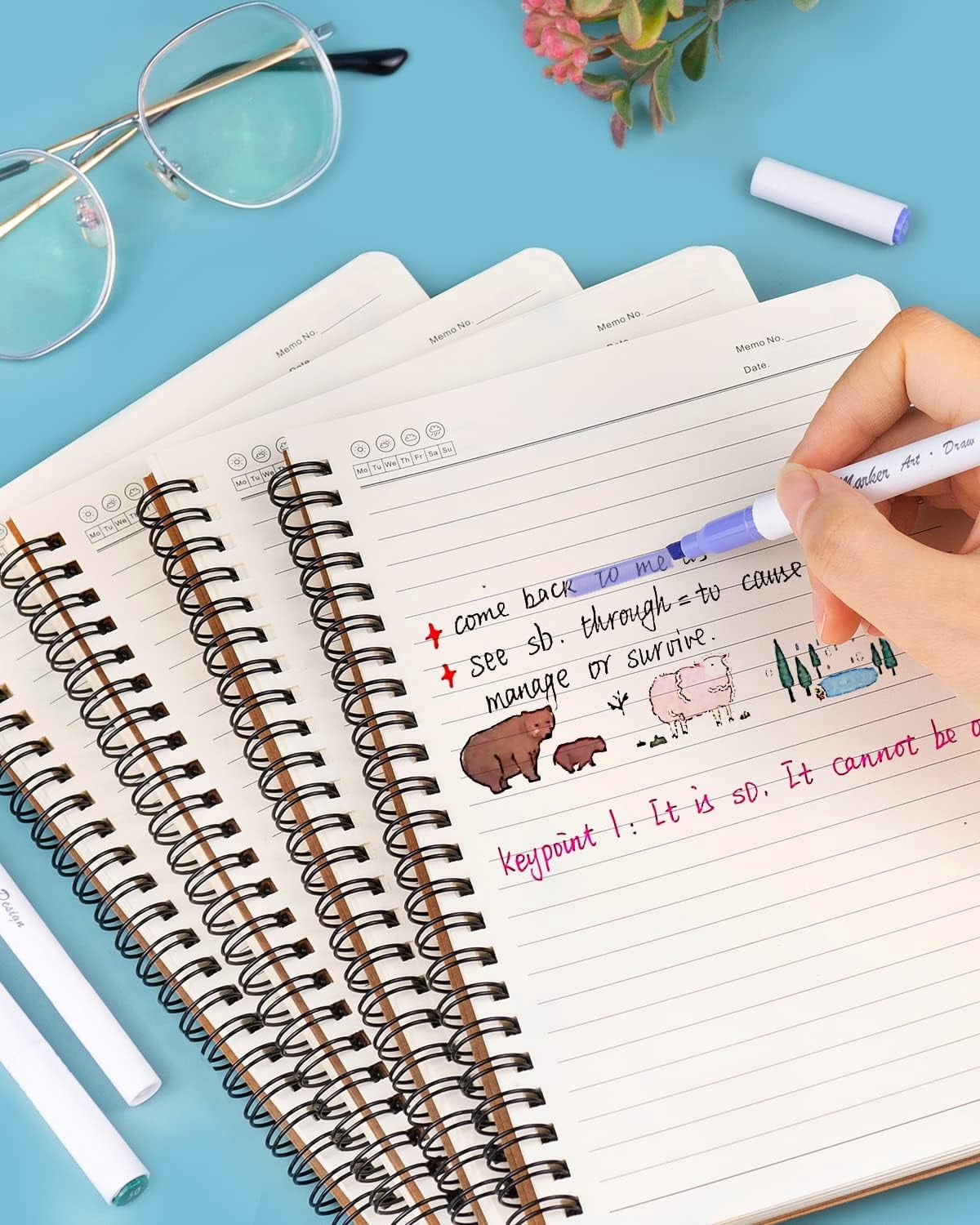 Spiral Notebooks A5 Lined 20Pcs College Ruled Journals for Work, School and Travel, Good for Students and Office 120 Pages/60 Sheets
