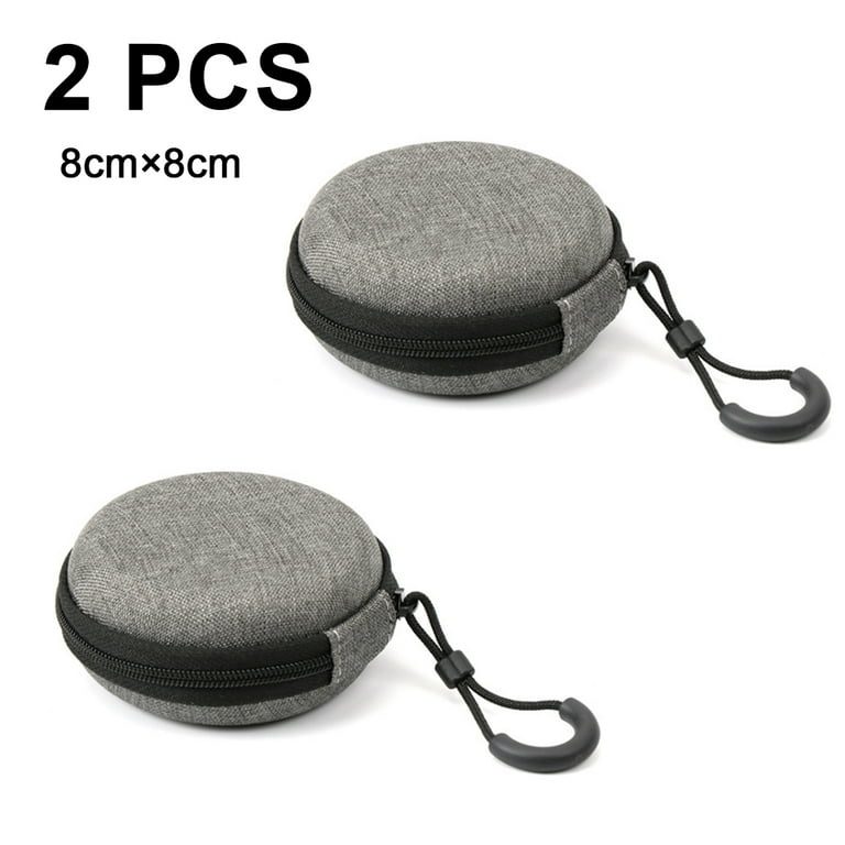 2 Pack Earphone Earbuds Headset Headphone Carrying Case Holder Mini Storage Organizer Box Container Coin Pouch Wallet for MP3,Blu, Size: Small, Gray