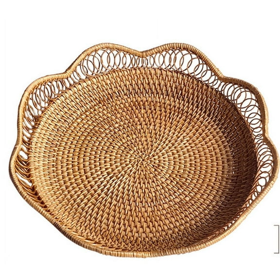 Dvumao Kitchen Accessories, Rattan Round Fruit Baskets Wicker Storage Bowls Natural Woven Serving Basket Bowls, Mom Gifts