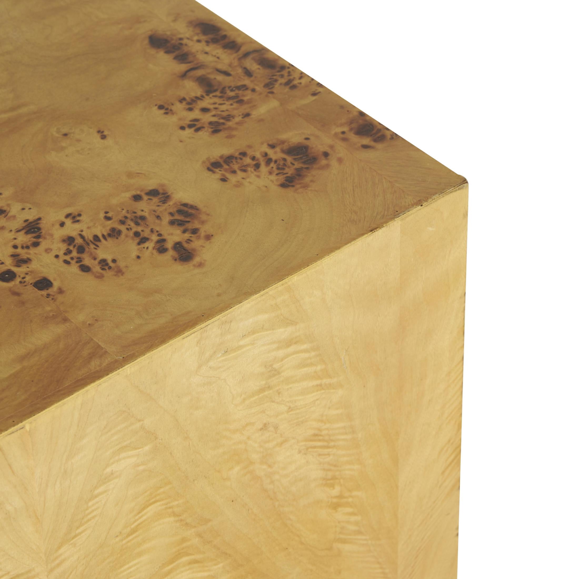 DecMode 12" x 20" Brown Wood Square Cube Accent Table with Wood Grain Patterns, 1-Piece