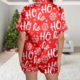 thumbnail image 6 of Summer Pajamas for Women – Strappy Tank Loungewear Set Women's Christmas HoHo Snowflake Print Shorts & Short Sleeve Pajama Set, 6 of 7