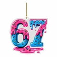 thumbnail image 2 of Sweet Melting 67 Shaped Ornament 3.15" Acrylic Candy Color Pendant, Pink Blue Frosting Design for 67th Anniversary Party Decor, Wall Hanging Christmas Tree Bauble Novelty Gift for Her, 2 of 6