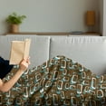 thumbnail image 3 of Geometric Soft Flannel Fleece Throw Blanket, Retro Inspired Grunge Style Funky Image in Repetitive Pattern, Cozy Plush for Indoor and Outdoor Use, 60" x 80", Dark Cocoa Sky Blue, by Ambesonne, 3 of 5