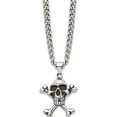 thumbnail image 3 of Stainless Steel Antiqued And Polished Skull & Crossbones 24In Necklace (24 X 30) Made In China srn800-24, 3 of 5