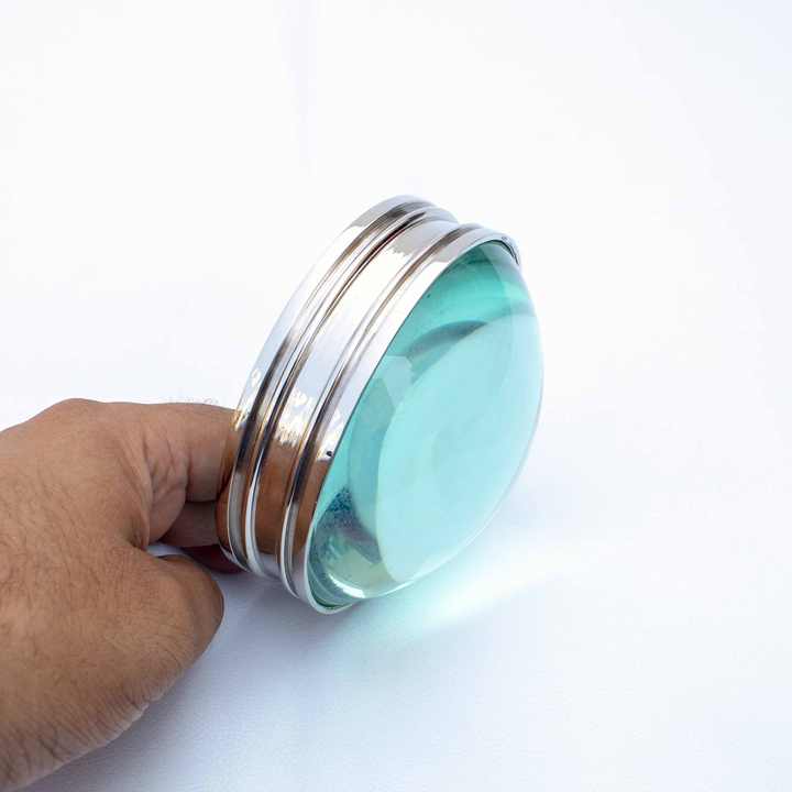 Maritime Treasures Nickel-Plated Brass Table Desk Magnifying Glass Ball-Shaped Stainless Steel Magnifier for Newspaper Reading Office Home Use