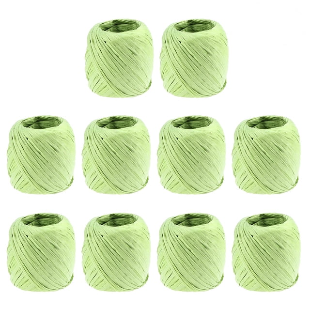 MasteelfCA 10pcs Roll Natural Raffia Straw String for DIY Crafts Gift Packaging Artworks (Green)