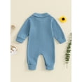thumbnail image 3 of Musuos Baby Boys Spring Fall Jumpsuit, 3M 6M 12M 18M Long Sleeve Turn-down Collar Solid Romper Casual Newborn Clothes, 3 of 8